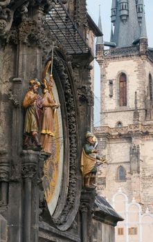 Prague Astronomical Clock on the wall of the Old Town Hall in Prague