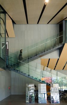 Tokyo, Japan - November 24, 2013: People visit Nezu Museum in Tokyo, Japan. The museum re-opened in fall 2009 with a completely new museum building by the Japanese architect Kengo Kuma.