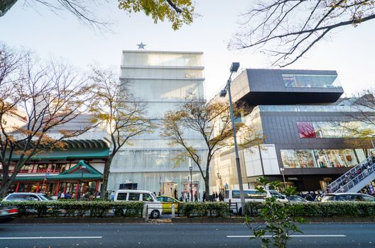 Tokyo, Japan - November 24, 2013: Tourists shopping on Omotesando Street on November 24. 2013, Omotesando street sometimes referred to as Tokyo's Champs-Elysees. Here you can find famous brand name shops, cafes and restaurants for a more adult clientele. 