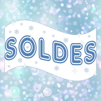 French winter sale, soldes, in white background