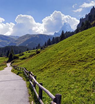 Way to Matterhorn surrounded with clouds by day, Zermatt, Switzerland