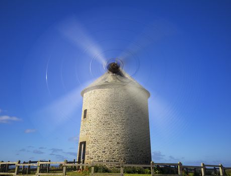 The Moidrey windmill in Pontorson in Normandie, France.