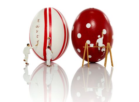 little world puppet painting easter egg red and white