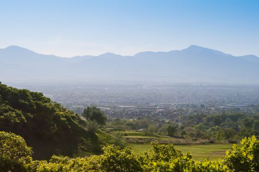 Western Mountain Ridge hidden by smog in the air