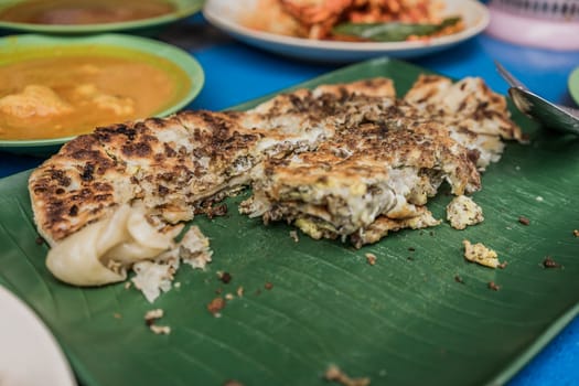 A shot of the famous Singapore Murtabak taken at Arab Street, Singapore.