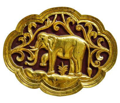 Wooden carved animals, painted gold.