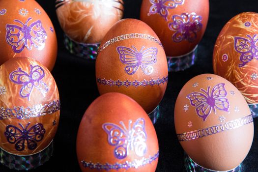 Easter eggs with a pattern of butterflies