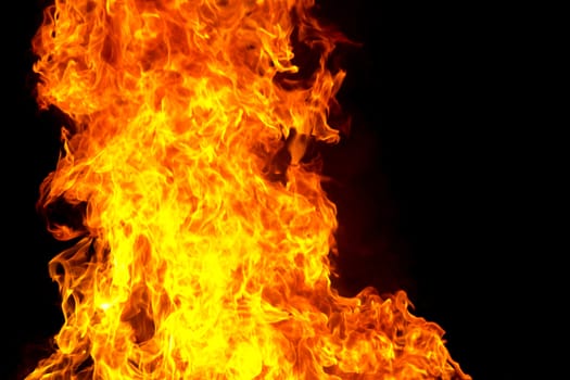 Photo of red fire flame on black background