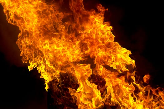 Photo of red fire flame on black background