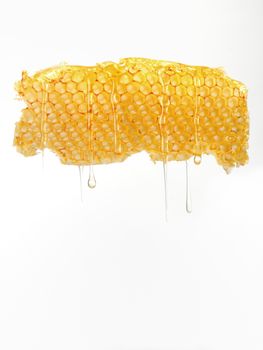 Natural honey dripping from honeycomb