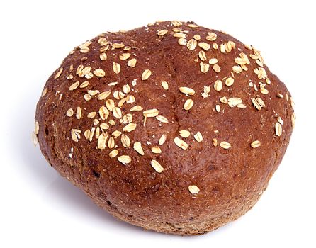One healthy home baked bun on white background