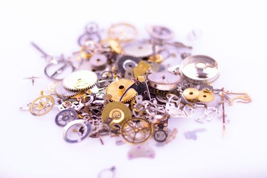 Watch Parts dismantled.
Macro study of  precisely engineered watch parts.