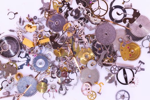 Watch Parts dismantled.
Macro study of  precisely engineered watch parts.
