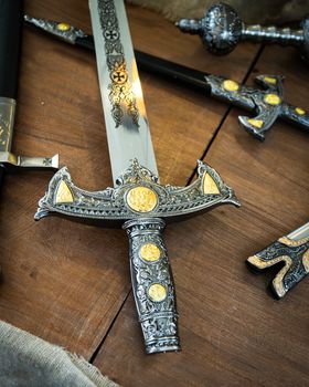 Detail of the hilt of a sword that dates from the time of the Crusaders.