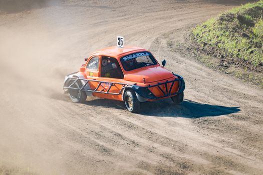 VERONA, Italy - November 8, 2015: Car during a "stock car cross" race in Verona, Italy on Sunday, November 8, 2015. The league called "stock car cross" foresees the use of tuned cars on unpaved circuits.