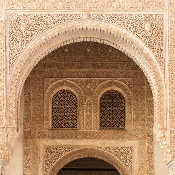 Moresque ornaments from Alhambra Islamic Royal Palace, Granada, Spain. 16th century.