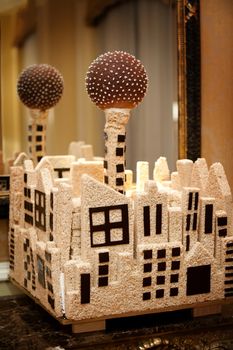 Image of a wedding cake made of rice krispie treats