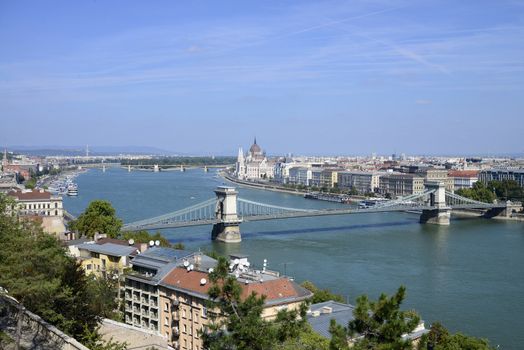 Budapest City Hungary Parliament Building and Chains Bridge Landmark Architecture
