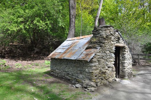 Arrowtown, near Queenstown, Otago, New Zealand, is the best example of a goldrush era miners settlement, These Chinese gold diggers arrived during the 1860's gold rush. They made and lived in these primitive huts.