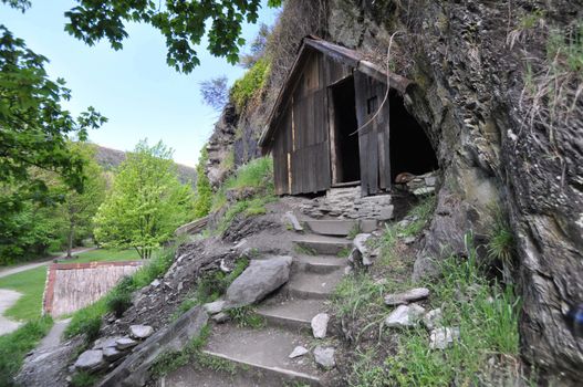 Arrowtown, near Queenstown, Otago, New Zealand, is the best example of a goldrush era miners settlement, These Chinese gold diggers arrived during the 1860's gold rush. They made and lived in these primitive huts.