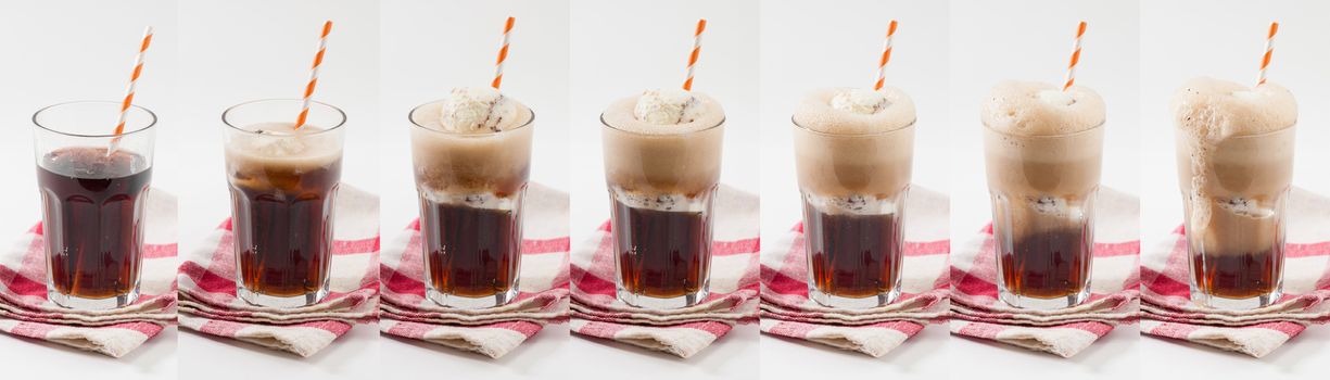 Collage image of Root beer with vanilla ice cream