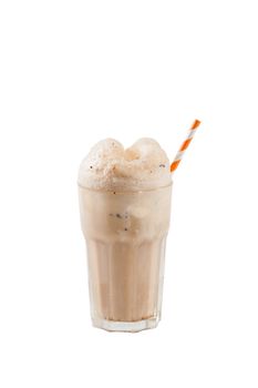 Root beer with vanilla ice cream isolated on white background with clipping path