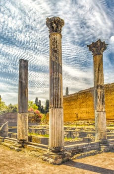 Roman Ruins of Corinthian Columns at Villa Adriana (Hadrian's Villa), Tivoli, Italy