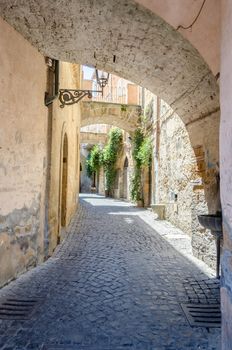 Ancient Alley in the medieval town of Orvieto, Italy