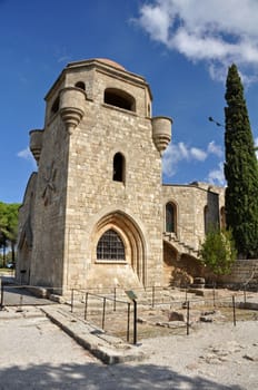 Church of our Lady at Ialyssos monastery on the Greek island of Rhodes is built at the top of Mount Filerimos