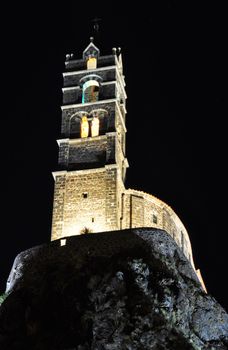 The Chapel built on the top of a needle of volcanic lava, called Rocher St Michel ( Mont d'Aiguilhe ) is one of the most impressive sights in the Auvergne, France