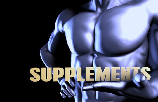 Supplements With a Business Man Holding Up as Concept
