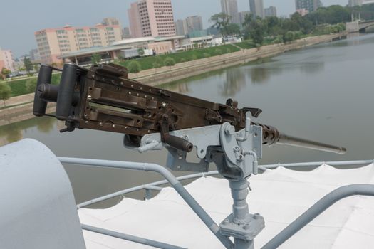 machine gun on the American ship Pueblo in Pyongyang, North Korea