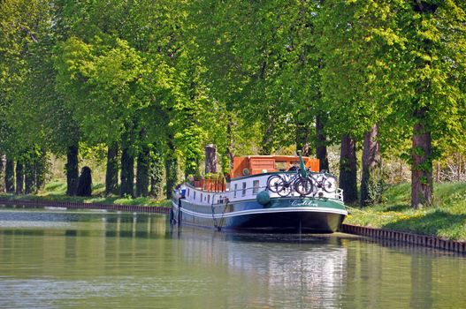 I came across this lovely French barge whilst cycling across France on a 4 week photoshoot. The location is southest of Auxerre near the pretty town of Tonnerre on the Canal Bourgogne ( Burgundy )