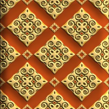 Plastic background tiles with embossed abstract ornament