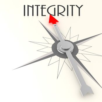Compass with integrity word image with hi-res rendered artwork that could be used for any graphic design.