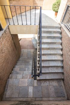 italian brick stairway and handrail