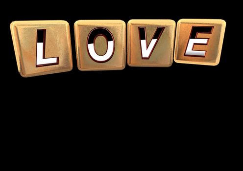 The LOVE word made of blocks with letters
