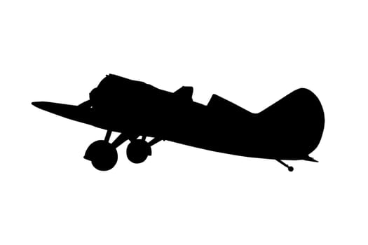 Silhouette of military plane, isolated on a white background.