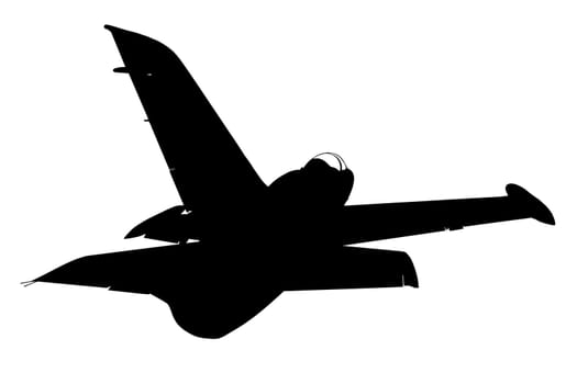 Silhouette of military plane, isolated on a white background.