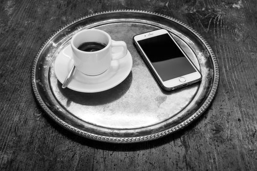espresso and smartphone, ready for the new day