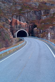 Tunnel on the norwegian mountain road