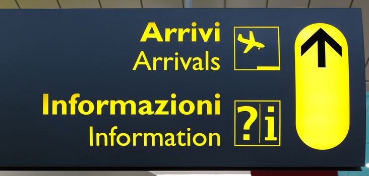 Airport information board in an Italian terminal