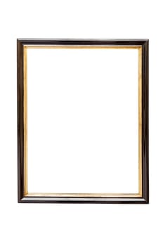 Dark wooden picture frame isolated on white background with clipping path