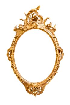 Oval decorative picture frame isolated on white background with clipping path