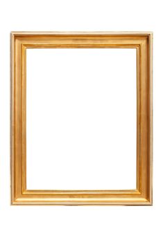 Rectangle decorative golden picture frame isolated on white background with clipping path