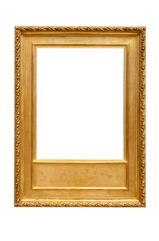 Rectangle decorative golden picture frame isolated on white background with clipping path