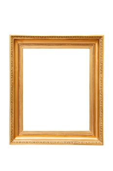 Rectangle decorative golden picture frame isolated on white background with clipping path