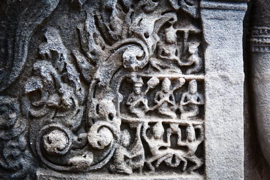 Khmer architecture in Banteay Srei temple that was built in 968, Siem Reap, Cambodia.