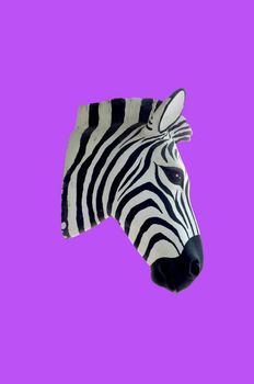 Head of zebra sculpture with painting