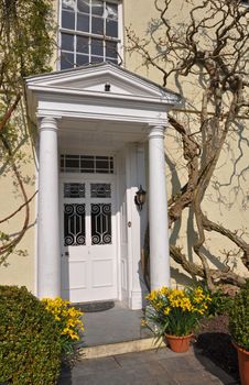 Grand entrance door on a large English country house.